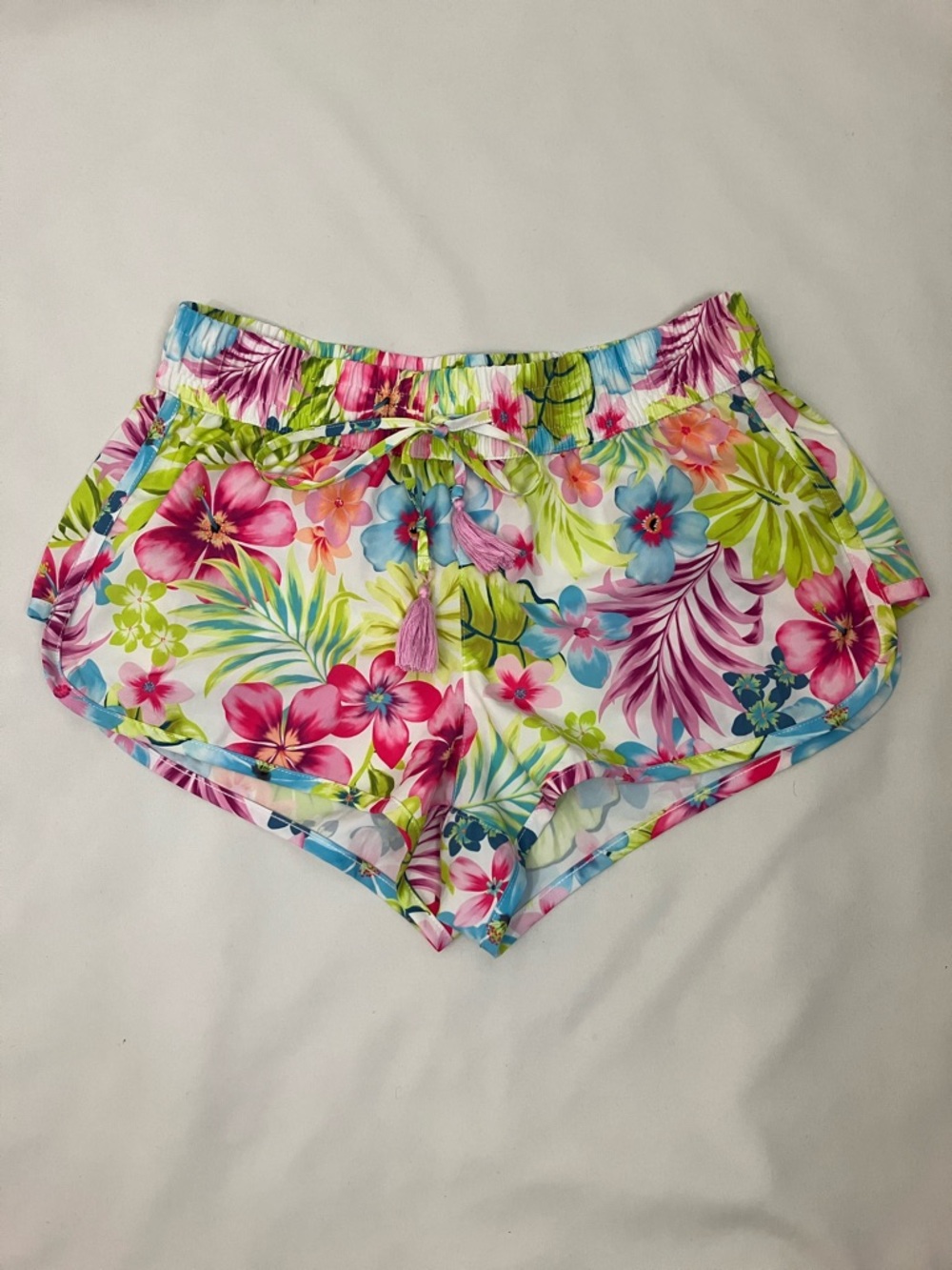 Celebrity Pink Tropical Floral Drawstring Swim Shorts Woman’s Size Small